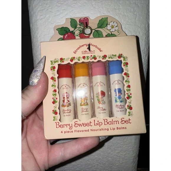 NWT Strawberry Shortcake CélaVi Berry Sweet 4-Piece Lip Balm Set – Flavored - Picture 2 of 4